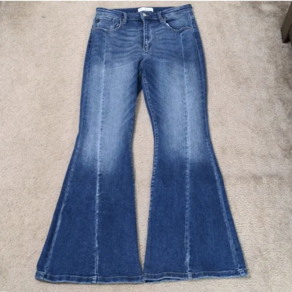 Sz 12 Long - Kancan Amayah Super High Rise Front Seam Super Flare Jeans sz 13/30 - Picture 2 of 5